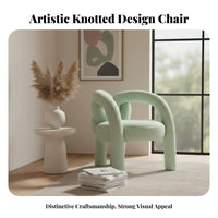 Boucle Armchair Nordic design Asymmetrical Boucle Armchair Irregular Shape Plush Upholstery for Women, Adults, Bedroom, Office