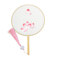 Qianli DIY Embroidered Lotus Fan Kit, Chinese Style Hand-Embroidered Round Fan for Beginners