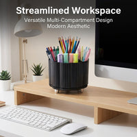 360-Degree Rotating Pen Holder for Office, Desk Organizer with 18 Compartments, Lightweight Makeup Storage for Students