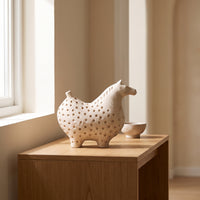 Horse Ornament with Terracotta Finish Textured Horse Statue Sculptural Animal Sculpture for Homeowners, Art Collectors, Shelf, Console Table, Entryway