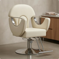 Hydraulic Styling Chair Round Base Salon Styling Chair Polished Finish