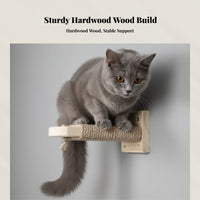 Hardwood Cat Climbing Ladder, Wall-Mounted Cat Stair, No-Drill, Space-Saving Cat Step