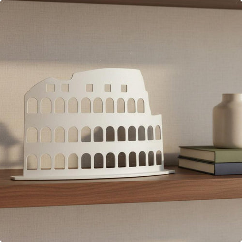 Metal Ornament Geometric Silhouette Sculpture Nordic Style Roman Architectural Model for Living Room, Bookshelf, Office