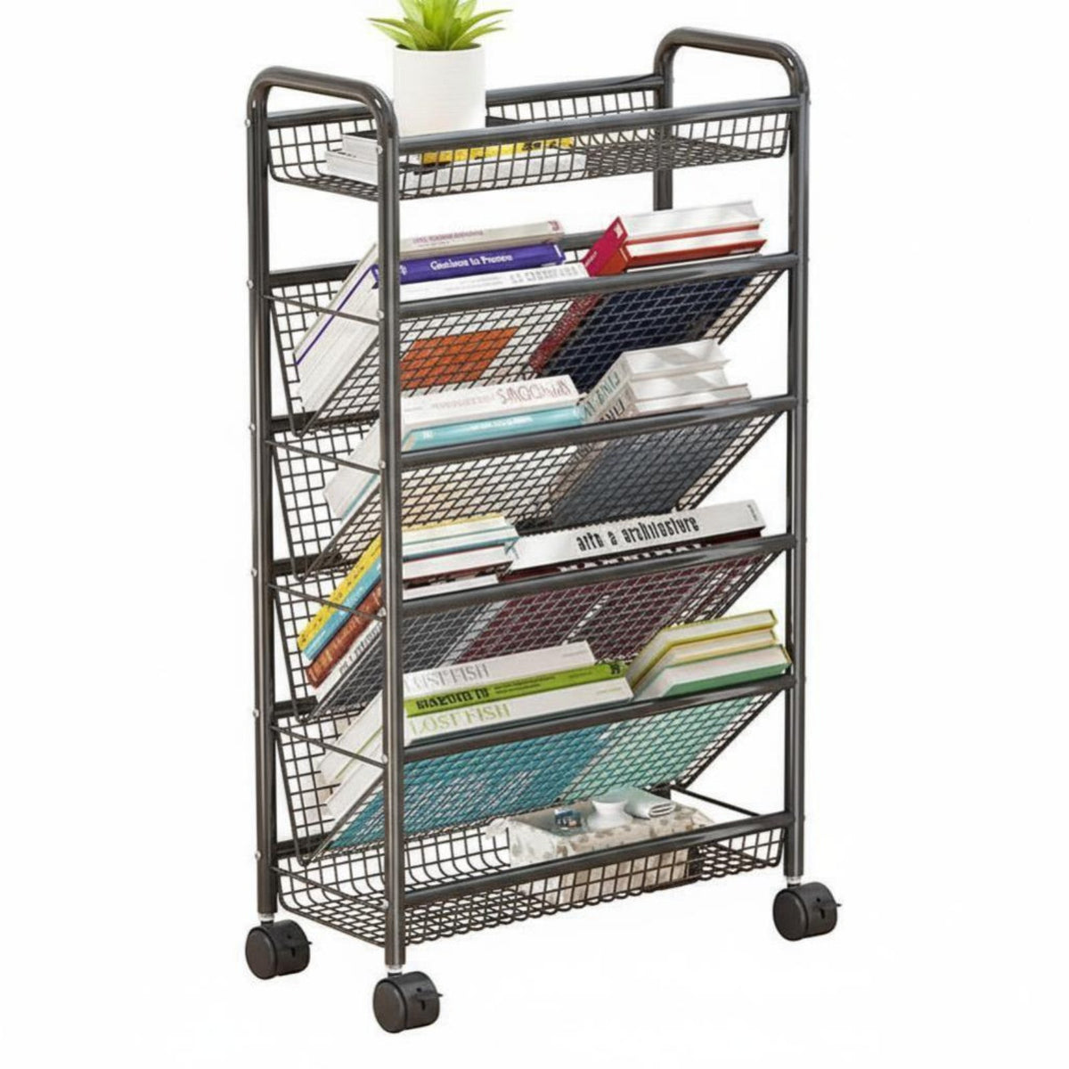 Tiered Rolling Shelf Space-Saving Household Storage Lockable Casters for Renters