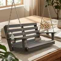 2 Seat Swing Bench Plastic Wood Two-Person Swing Bench Dark Gray Finish Armrests for Garden