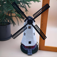 Solar Rotor Lamp Resin Yard Ornament Automatic Dusk on for Patio