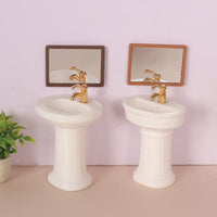 Miniature Bathroom Sink and Mirror Dollhouse Accessory