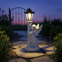 Angel Statue Solar Light Long-Lasting Resin Cherub Garden Lamp Memorial Gift