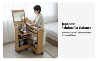 hinged-lid Dressing Table with Stool Space-Saving triple-function Makeup Desk for Teenagers