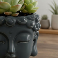 Buddha Head Planter Artistic Buddha Face Flower Pot Ceramic for Desk