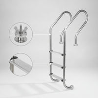 Three-Rung Pool Ladder Stainless Steel Pool Ladder with Handrails Bolt-down for Homeowners, Builders, Swimming Pools, Villas