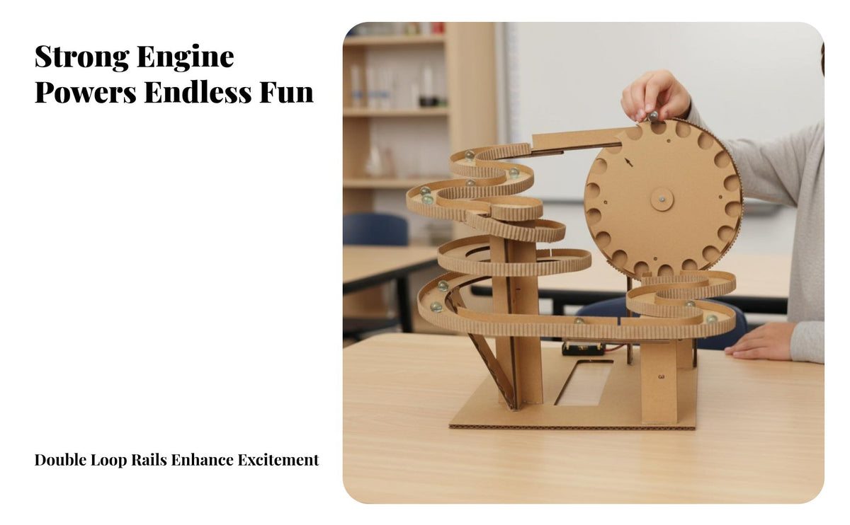 Electric Marble Course DIY Assembly Electric Mechanismized Cardboard Course Hands-on Learning Educational Toy for Children, Science Fair