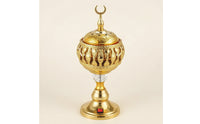 Electric Incense Burner Gold-Tone Metal Incense Burner Decorative Censer Ornate Tabletop Censer Electric for Prayer Room, Study