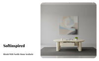Cumulus-formShaped Low Table Cream Aesthetic Curvy Table with Sphere Legs Rounded Corners Round Perimeter Design for Parents