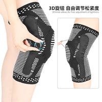 Breathable Knit Nylon Knee Brace with Spring Dial and Silicone Pad for Outdoor Sports