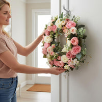 Pink Blossom Wreath Seasonal Decor Blossom Wreath Silk Flowers for Porch, Wall