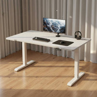 Memory Presets Carbon Fiber Gaming Desk Sturdy Construction Electric Gaming Desk LED Lights Adjustable Height Workstation Easy Assembly for Study Room