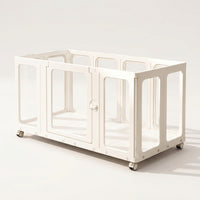 Transparent Pet Fence with Wheels Indoor Dog Fence with Door Portable