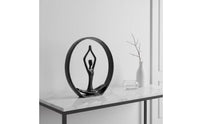 Meditation Figurine Darkened Patina Metal Meditation Sculpture Textured Circlet Figurine