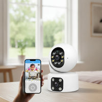 Two-Way Audio Twin-lensLens Camera Color Indoor Camera 1080p Real-Time Monitoring for Homeowners, Parents, Pet Owners
