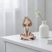 Girl Figurine Matte Tabletop Girl Statue Compact Desktop Figurine for Desk, Shelf, Nightstand