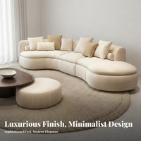 Semicircle Shaped Couch Rounded Corners Curved Sectional Sofa Comfortable Deep Seats Modern Minimalist Sofa for Homeowners, Beauty Salon, Lounge