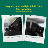 Navy foldable car sunshade, privacy