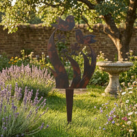Bird Flower Stake Nature-Themed Rustic Floral Bird Stake Weather-Resistant Outdoor Decor