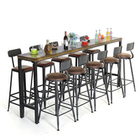 Industrial Style Solid Wood Bar Table with Iron Legs for Home, Cafe, or Bar