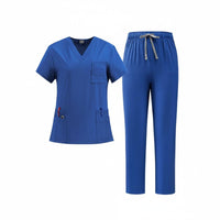 Quick-Drying V-Neck Scrub Top and Pants Breathable Short Sleeve Medical Attire Moisture-Wicking Nurse Doctor Workwear Set for Doctors, Dentists, Veterinarians, Operating Room, Hospital, Oral Office, Beauty Salon