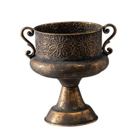 Goblet Planter with Handles Decorative Pedestal Planter Textured Flower Pot for Courtyard, Balcony