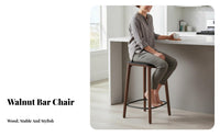 Kitchen Island Stool with Backrest Luxury Design Wooden Counter Stool with Backrest Built-in Footrest High Weight Capacity