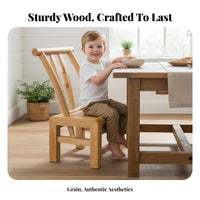 Traditional Low-Back Chair Engraved Backrest Armless Wooden Chair for Homeowners