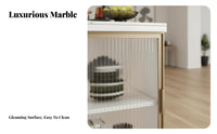 curved-Front Nightstand Fluted Glass Door Side Cabinet Curved Design Space-Saving for Apartment Dwellers, Renters, Hallway