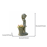 Girl Planter Statue Creative Design Outdoor Girl Ornament Small and Exquisite