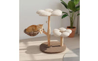 Soft Textile Flower Feline Tree Easy to Clean Wood Feline Tree