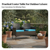 3 Pieces 3-Piece Wicker Chat Set Waterproof 3-Piece Wicker Seating Group UV-Resistant Space-Efficient Design for Patio, Garden