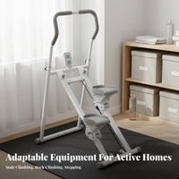 Foldable Design Vertical Climber Multi-Functional Folding Cardio Climber Space-Saving Folding Step Machine Sturdy Frame for Beginners, Adults, Seniors, Full Body Training, Apartment, Indoor