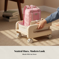 Movable Storage Rack for Backpacks, Multi-Tier Organizer, Rolling Cabinet for Books and Stationery