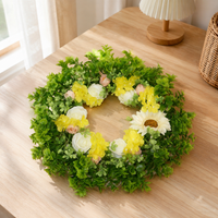 Multicolor Spring Door Wreath, 30cm Eucalyptus Blossom Artificial Wreath for Home Decor, Faux Flower Front Door Decoration