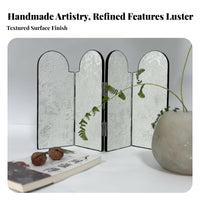 Foldable Design Miniature 4-Panel Folding Screen Modern Oriental Aesthetic 4-Panel Partition Handmade House Decoration Double-Hinged Panels for Interior Designers, Apartment Dwellers, Bedroom, Bedside Table, Desktop, Bookshelf