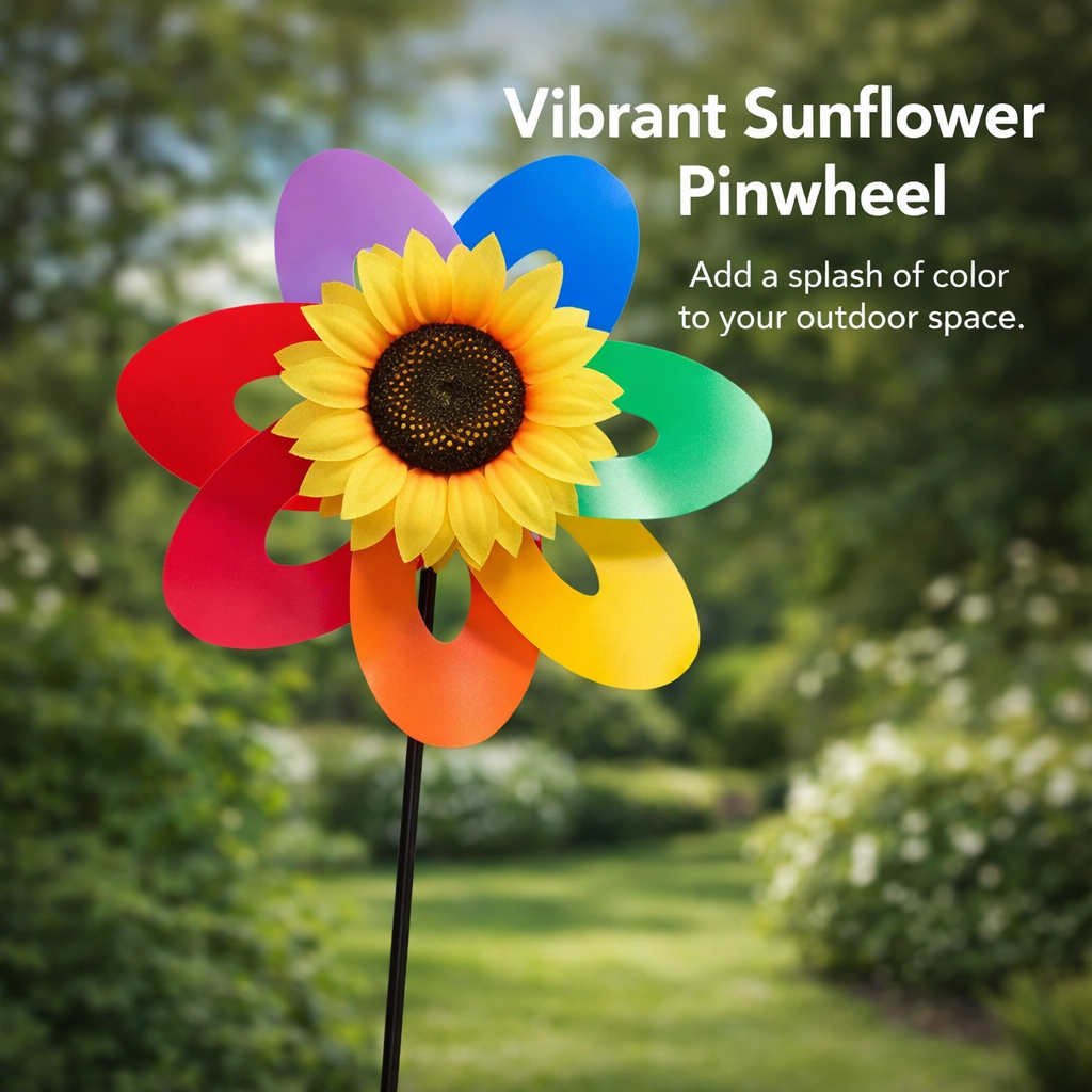 Double Layer Wind Spinner for Outdoor Garden, Hollow-Out Metal Windmill Stake Decoration for Yard Lawn Patio