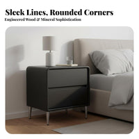 Modern Minimalist Nightstand Compact Size 2-Drawer Bedside Table Handleless Design Bedside Cabinet with Drawers for Adults, Couples, Dorm Room, Office
