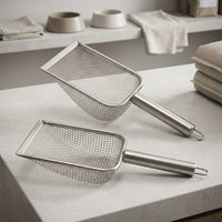 Litter Scooper Cat Sifter with Fine Steel Mesh, Stainless Steel Metal Sifter for Bentonite and Mineral Clumping Litter
