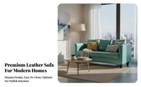 Easy to Clean 2 Seater Faux Leather Sofa High-Density Foam Cushion Modern 2 Seater Sofa Long-Lasting Construction Faux Leather Loveseat Soft Texture for Couples, Office Workers, Students, Bedroom, Retail Shop
