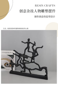 北欧创意杂技人物雕塑摆件客厅玄关酒店书房电视柜样板房家居饰品