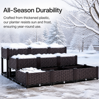 Planter Box Outdoor, Tiered Vertical Garden for Balcony, Stackable Reinforced Raised Base, Dark Brown Vegetable Planting 37-280cm