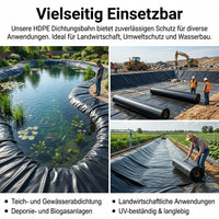 HDPE Geomembrane Roll, Pond Liner 0.2-2.0mm, Waterproof Construction Film for Fish Pond & Garden Pond, Weather-Resistant, Black