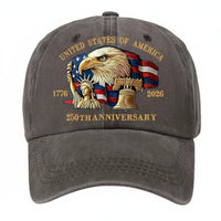 Commemorative Edition USA 250th Anniversary Hat 100% Cotton USA 250th Anniversary Cap Adjustable Fit Patriotic Hat Breathable Material for Men
