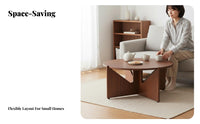 2 Pieces Round Tuck-Awaying Table Set Polished Rounded Edges Tuck-Awaying Table Set Sturdy Construction Multi-Purpose